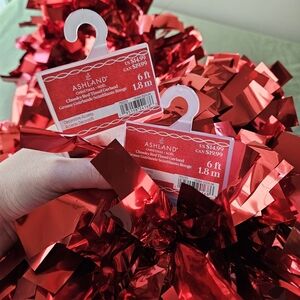 NEW‎ Ashland Red Holiday Tinsel Garland Set of Two 6ft Each